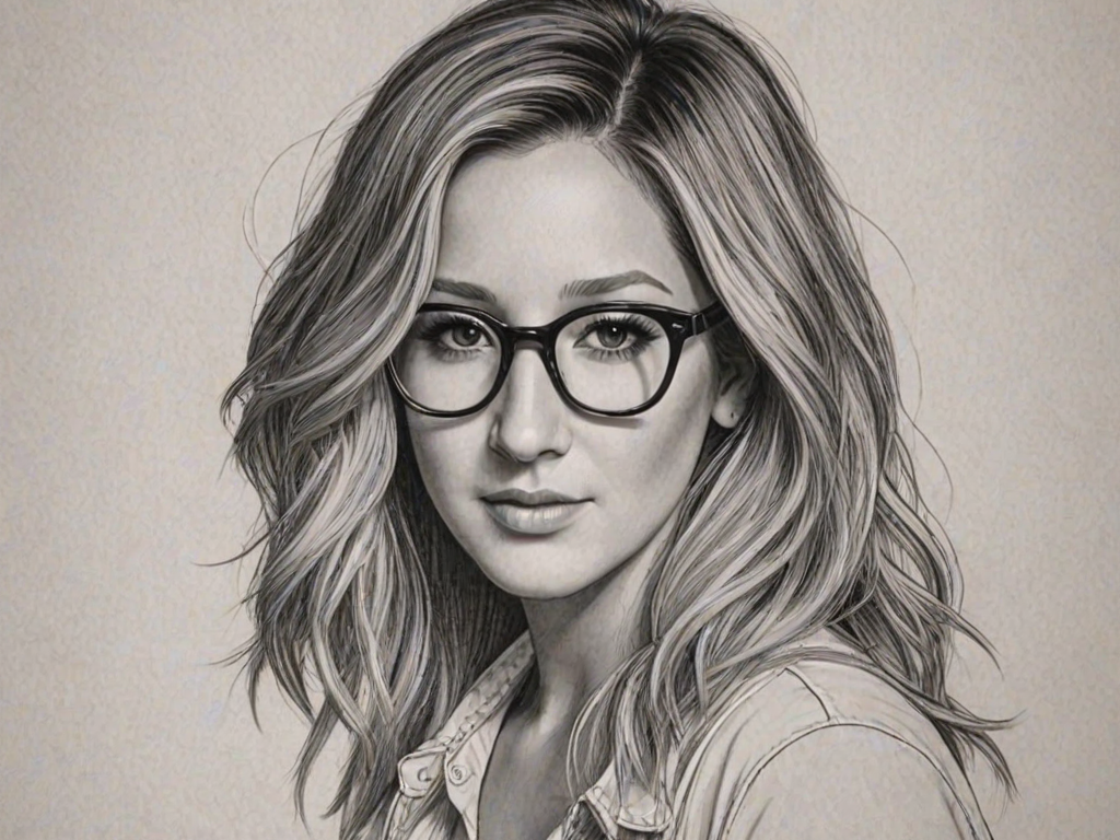 Superb Ashley Tisdale, pencil sketch, portrait of Magnificent woman 1925s in glasses, hair style beatnik, outline, clear lines, fine lines, 8k