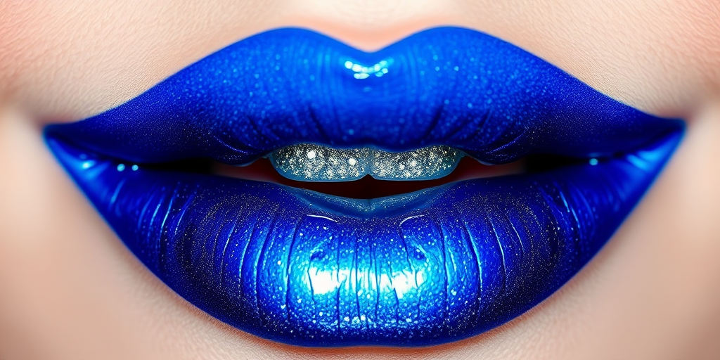 Ombre blue-to-silver lips captivate with cosmic allure in the "Galactic Frost" design, featuring a deep sapphire blue that gradually fades into a shimmering silver at the center, creating a mesmerizing, space-inspired lip look that's perfect for futuristic-themed events or avant-garde fashion statements