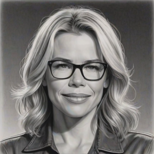 Gorgeous Chelsea Handler, pencil sketch, portrait of Wonderful woman 1947s in glasses, hair style beatnik, outline, clear lines, fine lines, 8k