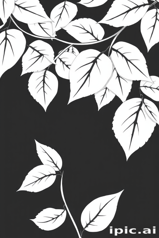 leaves clip art black and white