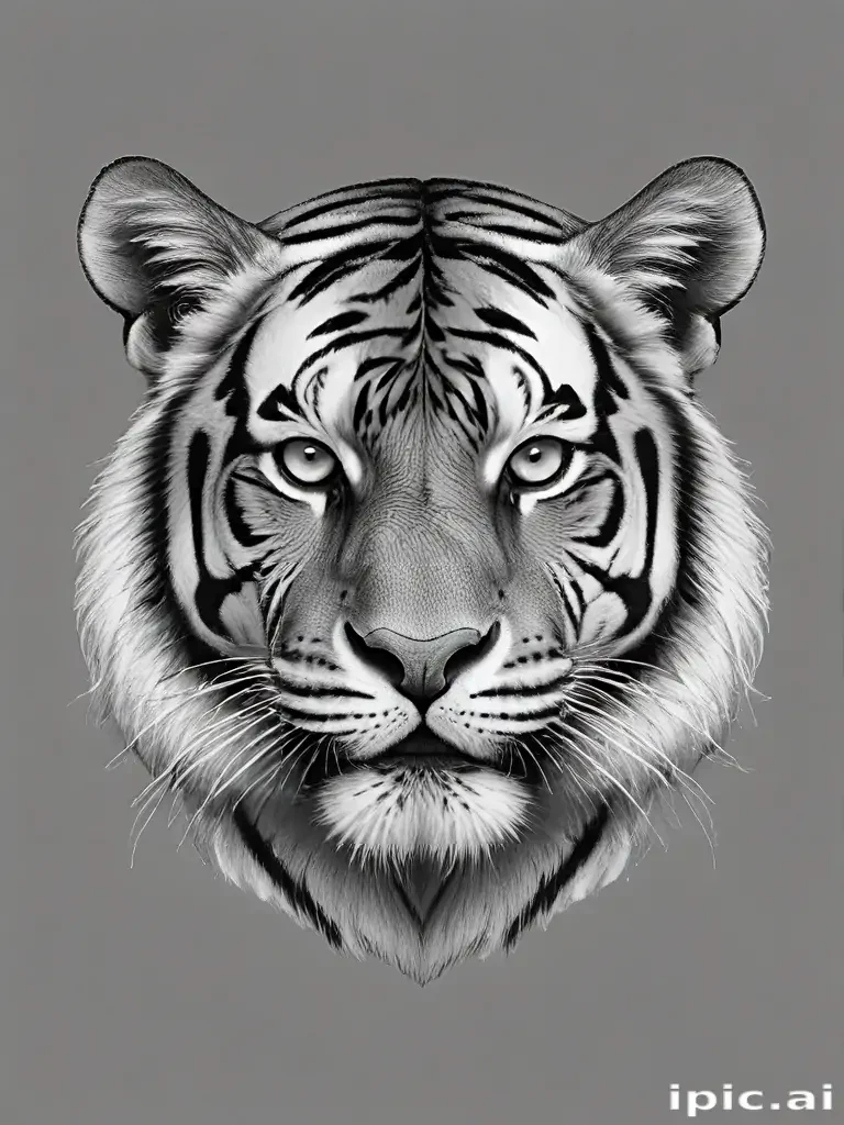 tiger clipart black and white