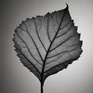 leaf in black and white