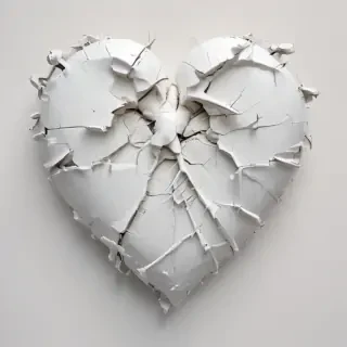 white broken heart