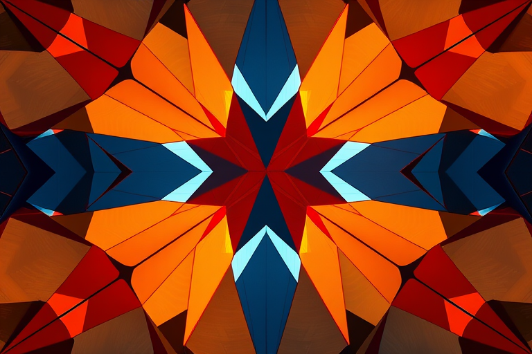 Create a high-resolution image of an abstract geometric pattern, captured with a Canon EOS R5, 50mm lens, aperture f/2.8, ISO 100, with a focus on vivid colors and sharp details, soft lighting for a modern aesthetic.