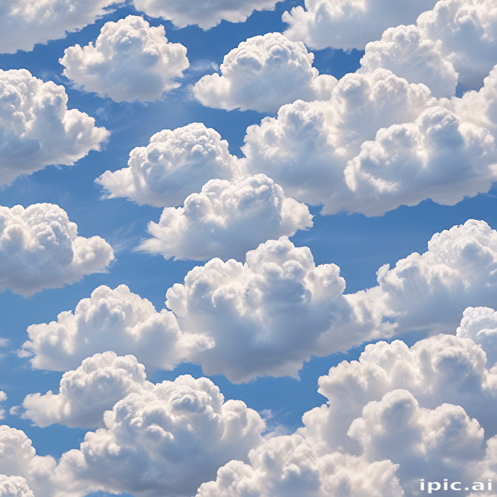 Fluffy White Clouds Floating Gracefully Against a Bright Blue Sky