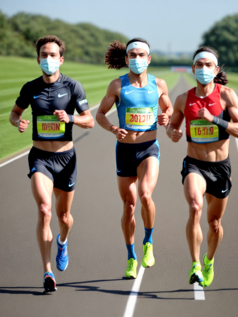 Three runners at the finishing line