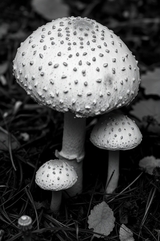 mushroom black and white
