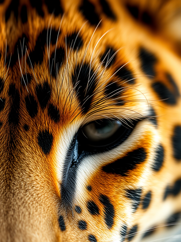 Create a high-resolution image of a leopard print texture, close-up view, using a DSLR camera, 50mm lens, f/2.8 aperture, ISO 100, and natural lighting to enhance details and color vibrancy.