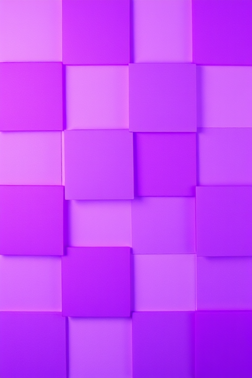 Create a vibrant abstract pattern of overlapping purple squares with varying opacities, captured with a DSLR camera, using a 50mm lens at f/8 aperture, ISO 200, in a top-down view, to enhance clarity and detail.