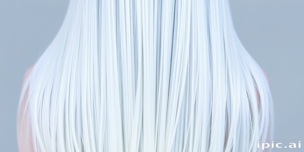 Icy white waist-length straight hair known as "Frost Waterfall" with an ultra-smooth, glass-like finish and subtle blue undertones for a ethereal appearance