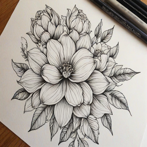 flower line work