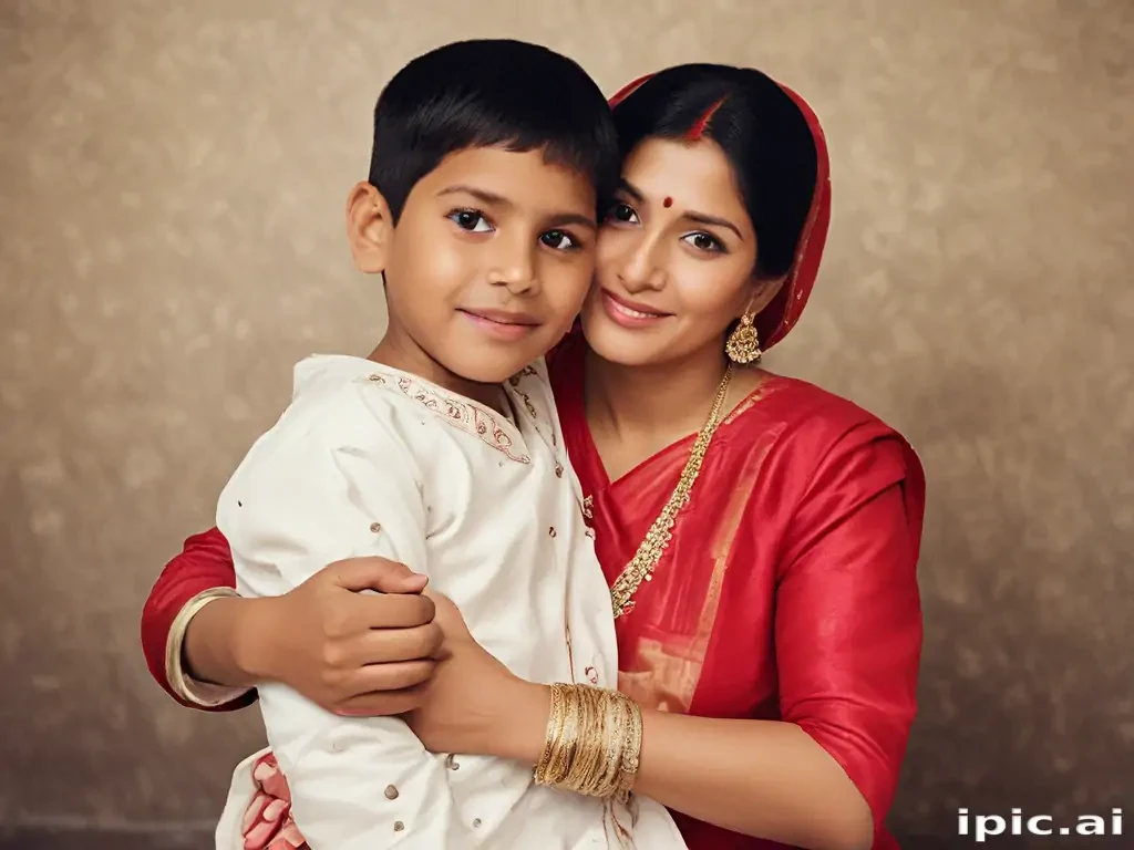 mom and son indian