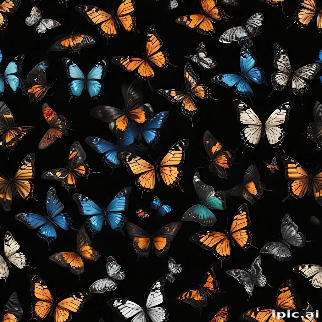 butterflies in black background