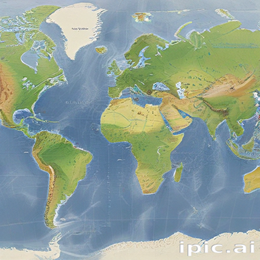 Detailed World Map Illustrating Continents, Oceans, and Geographic ...