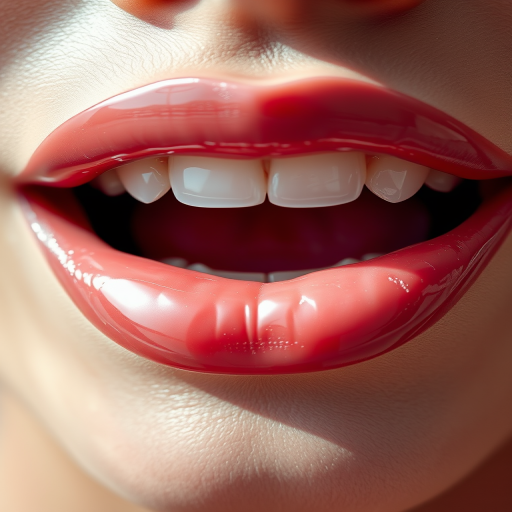Captivating shot of crystal-clear lips with a glass-like finish, emphasizing transparency and light-reflecting properties in high resolution