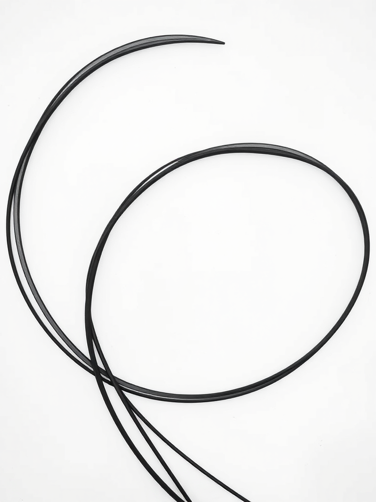 Create a smooth, flowing black line graphic on a transparent background, shot with a Canon EOS R5 at f/2.8, 1/125 sec, ISO 100, macro lens for sharp detail, top-down view, minimalist style.