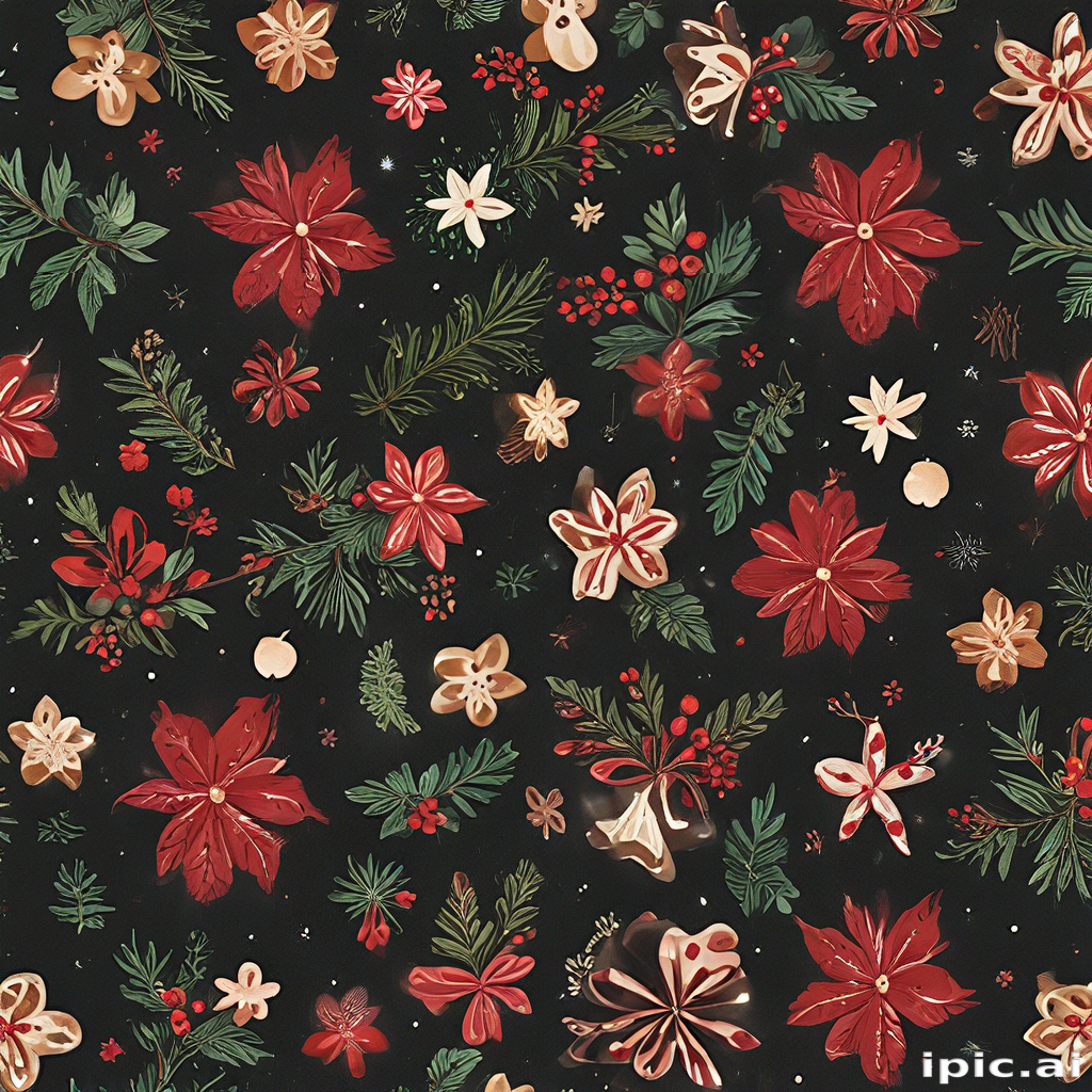 Charming Floral Pattern Featuring Diverse Blooms Against a Dark Background