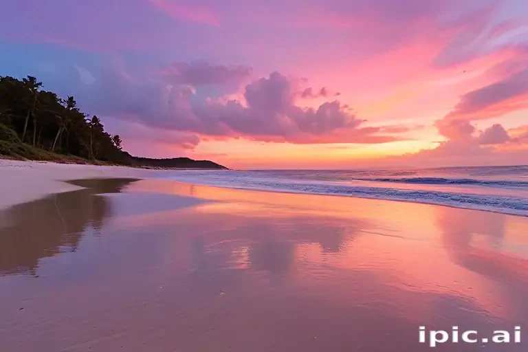 pink beach sunset