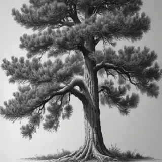pine tree clip art black and white