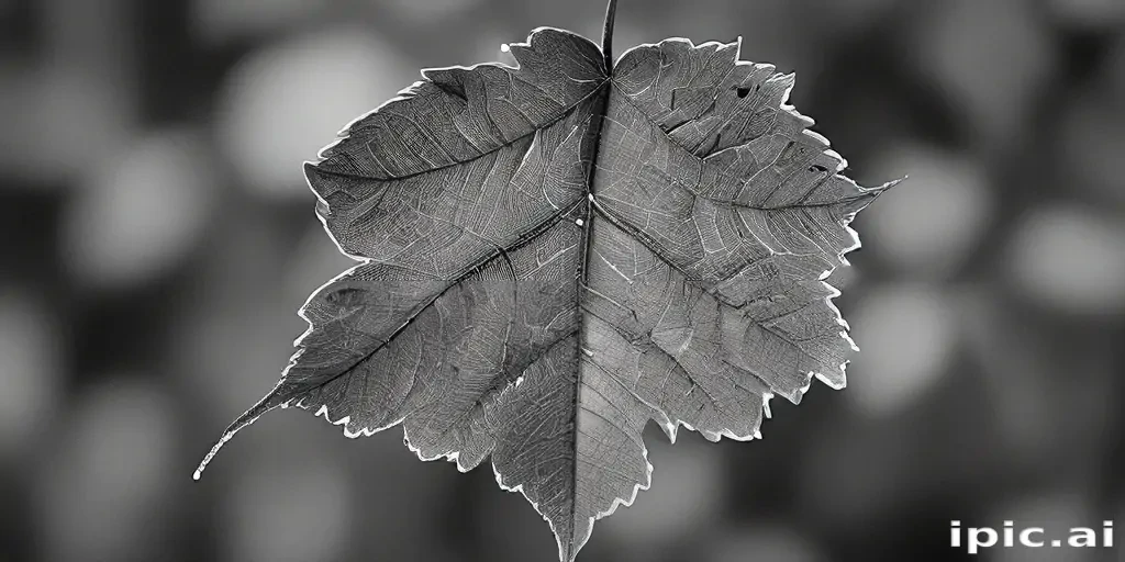 leaf in black and white