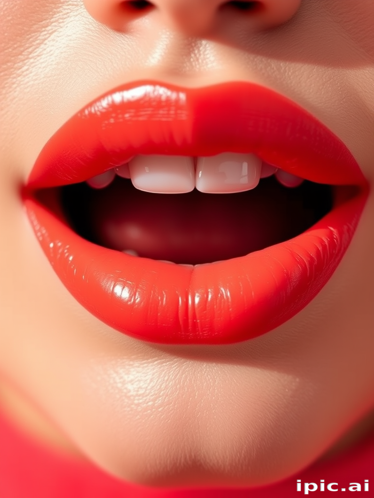 Vibrant coral lips with a satin finish, radiating warmth and energy, featuring a gradient effect that adds depth and dimension to the lip color