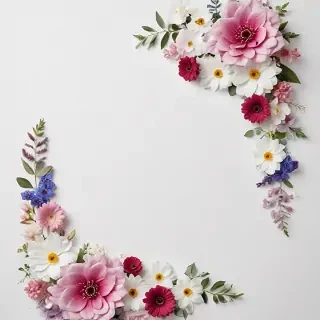 white background with flowers