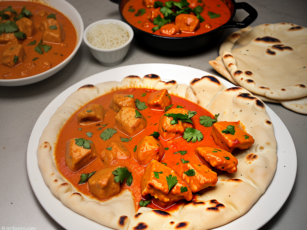 butter chicken and garlic naan