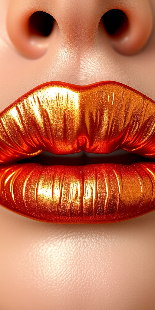 Metallic bronze lip cream titled "Golden Hour," delivering intense pigmentation and a foil-like finish for a bold statement
