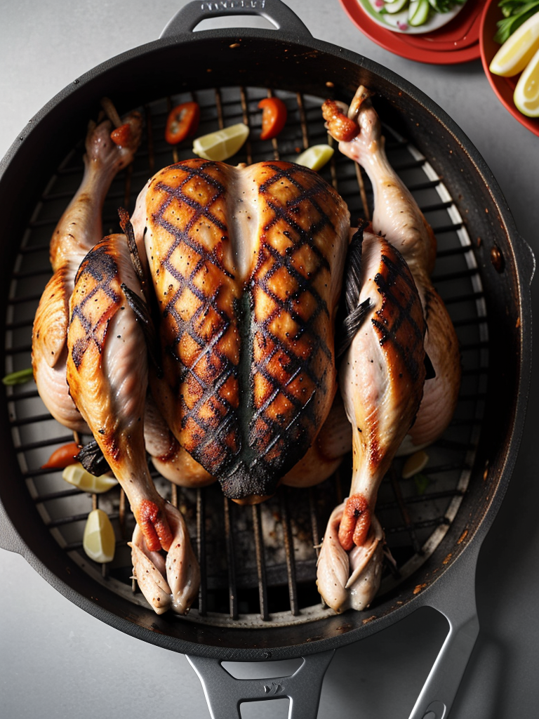 whole chicken on grill charcoal
