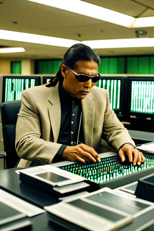 Native Genius Matrix an native american man researching the matrix at a news desk from ...