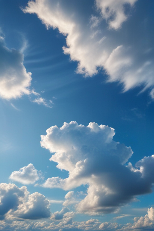 A Beautiful Blue Sky Filled with Fluffy White Clouds on a Sunny Day