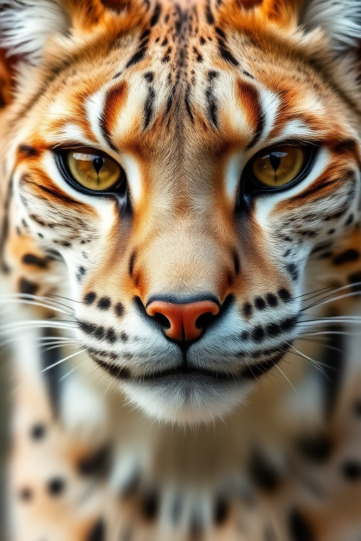 capture a close-up of a lynx's face showcasing its intricate fur and piercing eyes, use a DSLR camera with a 50mm f/1.8 lens, set aperture to f/2.8 for a shallow depth of field, shutter speed at 1/400 sec, ISO 200, natural lighting for enhanced detail and sharpness