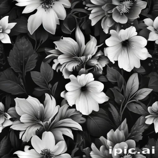 black and white flower png