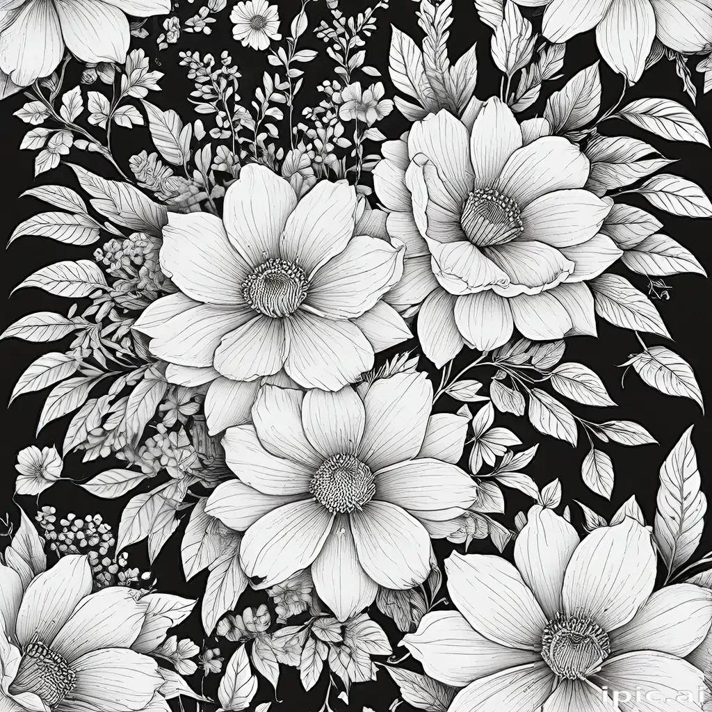floral line art