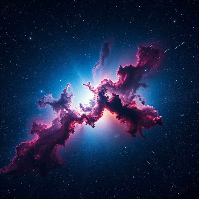 heavily detailed cosmic nebula with vibrant colors of blue, purple, and gold, captured with a Canon EOS R5, 24mm focal length, f/2.8 aperture, ISO 100, long exposure for deep space clarity, shot from a wide angle view to encompass the vastness of space