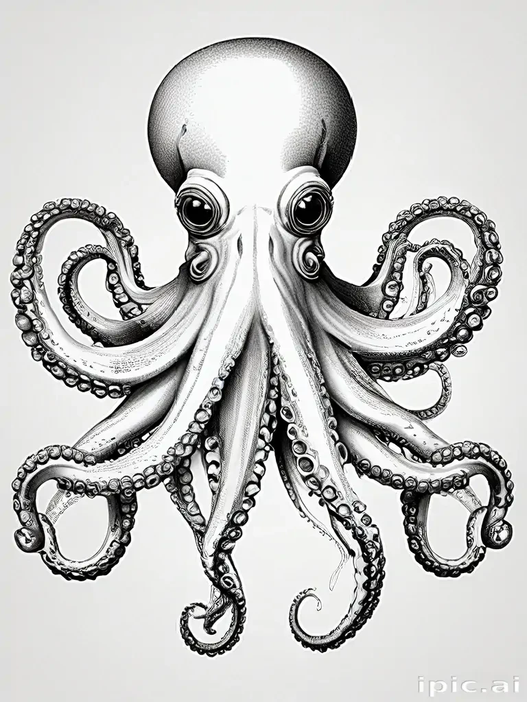 octopus clipart black and white