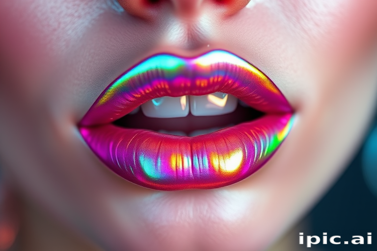 Futuristic "Hologram Haze" lip topper adds a mesmerizing, multichromatic finish to any lip color. This versatile product can be worn alone for a sheer, iridescent effect or layered over lipstick to transform and enhance the base shade. The lightweight, non-sticky formula ensures comfortable wear while delivering a stunning, dimensional finish.