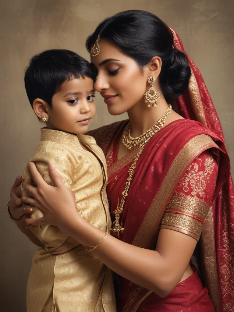 mom and son indian