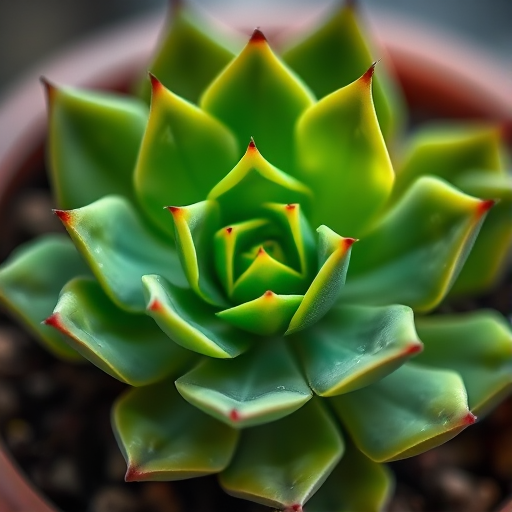 macro shot of succulent plant with vibrant green leaves, shallow depth of field, ISO 100, f/2.8, 1/200 sec, 85mm lens, natural lighting, DSLR camera
