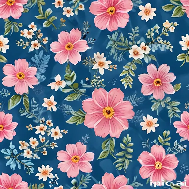 blue background with flowers