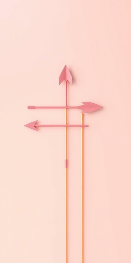 Create a minimalistic abstract image featuring three arrows in varying shades, with a soft pastel background, shot on a digital camera, 35mm lens, f/4 aperture, 1/250 sec shutter speed, in a high-resolution, vibrant color style.