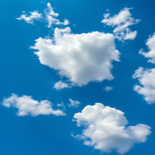 Capture a vibrant blue sky with fluffy white cumulus clouds, shot with a DSLR camera at f/8 aperture, 1/250 shutter speed, ISO 100, using a wide-angle lens to enhance depth and clarity.