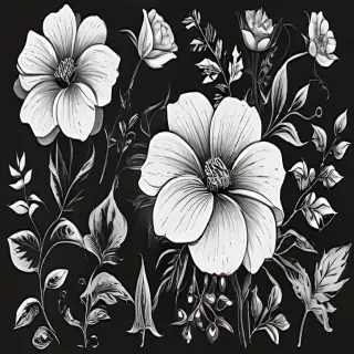flower png black and white