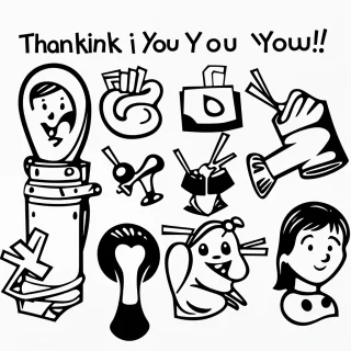 thank you clip art black and white
