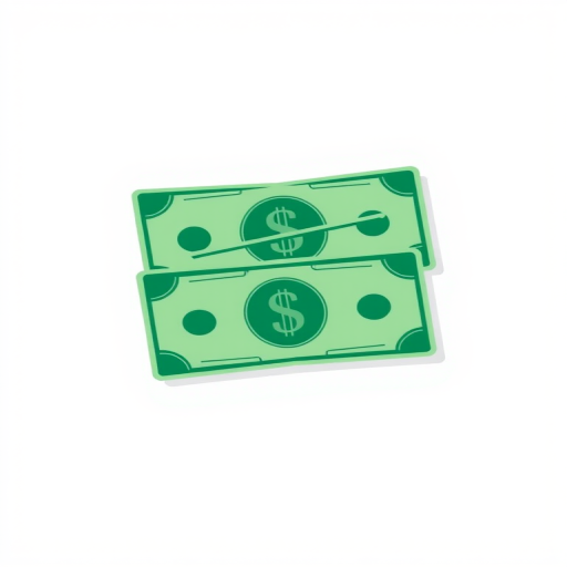 Generate a high-resolution digital illustration of three stylized dollar bills, vibrant green color, flat design style, taken from a slightly elevated angle, 50mm lens, f/8 aperture for sharpness, 1/125 sec shutter speed, ISO 100 for clarity.