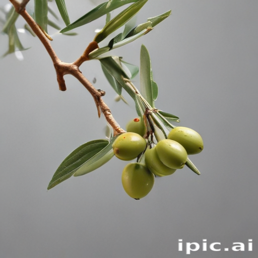 Branch of Olive Tree with Fresh Green Olives Hanging Beautifully