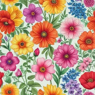 colored drawings of flowers