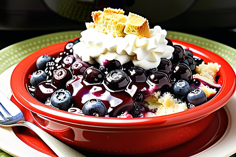 blueberry cobbler in crock pot