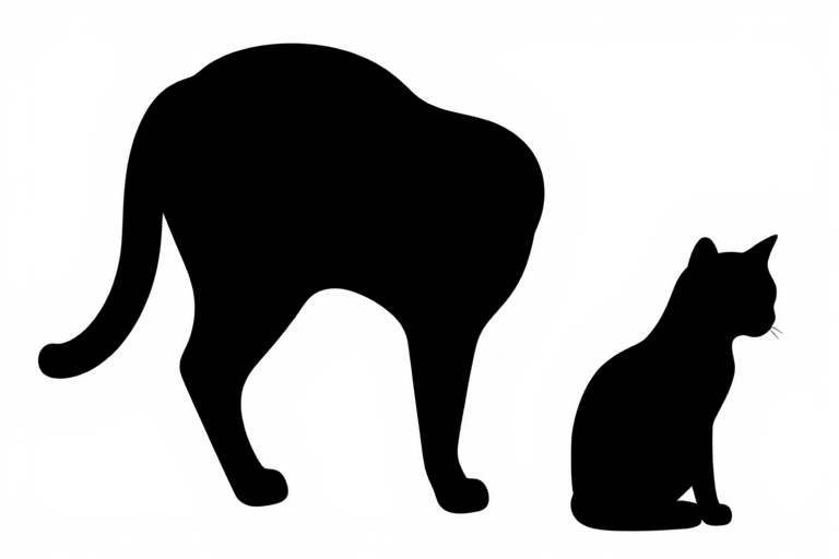Create a high-resolution image of a minimalist black icon representing a cat's silhouette, captured using a DSLR camera with a 50mm lens, aperture set to f/1.8, ISO 100, shooting from a slight angle to enhance depth, in natural daylight to ensure even lighting.