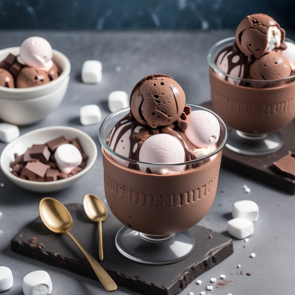 chocolate ice cream with marshmallow